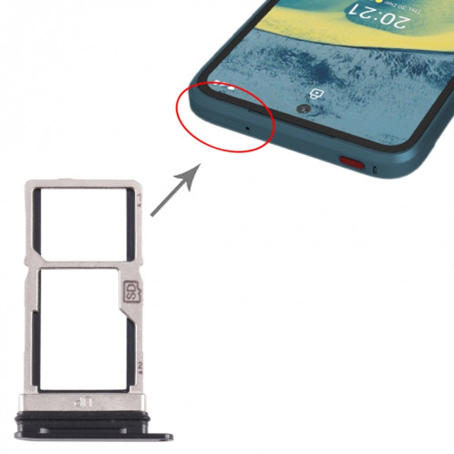 Pour Nokia XR20 Plateau de carte SIM d'origine + Plateau de carte SIM / Micro SD (Noir) SH172B1223-04