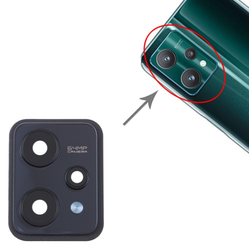 Pour Realme 9 Pro Couvercle d'objectif d'appareil photo d'origine (noir) SH271B1725-04
