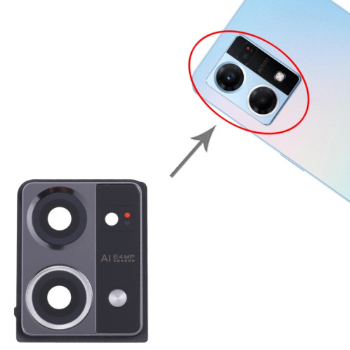 Pour OPPO Reno7 4G Couvercle d'objectif d'appareil photo d'origine (noir) SH334B206-04
