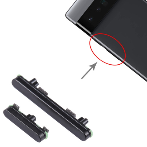 Pour Google Pixel 6 Pro Bouton d'alimentation d'origine + bouton de contrôle du volume (noir) SH397B244-04
