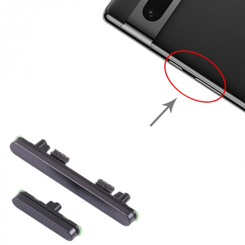 Pour Google Pixel 7 Pro Bouton d'alimentation d'origine + bouton de contrôle du volume (noir) SH399B1233-04