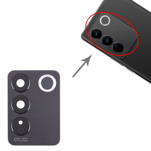 Pour vivo V27 / V27 Pro Couvercle d'objectif d'appareil photo d'origine (noir) SH685B1846-04