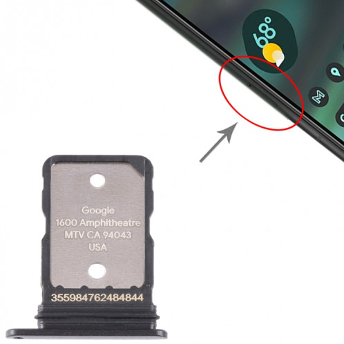 Pour Google Pixel 6A Plateau de carte SIM d'origine avec broche SIM (noir) SH695B60-05