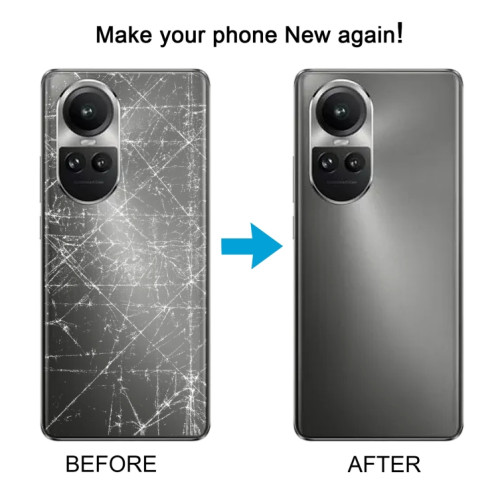 Pour OPPO Reno10 Global Couvercle arrière de batterie d'origine avec couvercle d'objectif d'appareil photo (gris) SH780H447-07