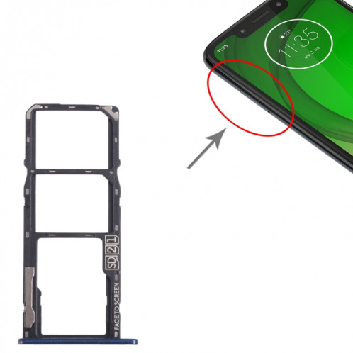 Pour Motorola Moto G7 Play Plateau de carte SIM + Plateau de carte SIM + Plateau de carte Micro SD (Bleu) SH820L1183-04
