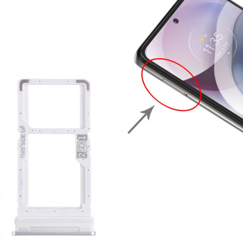 Pour Motorola One 5G Ace plateau de carte SIM + plateau de carte Micro SD (argent) SH822S42-04