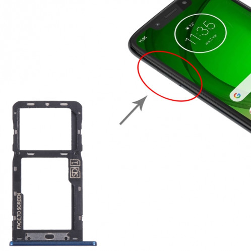Pour Motorola Moto G7 Power Plateau de carte SIM + Plateau de carte Micro SD (Bleu) SH827L1382-04