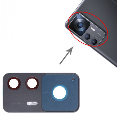 Cadre d'objectif de caméra arrière d'origine pour Xiaomi 12T (noir) SH873B847-00
