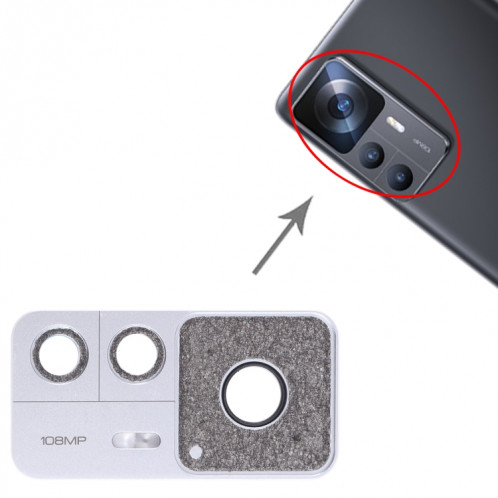 Cadre d'objectif de caméra arrière d'origine pour Xiaomi 12T (argent) SH873S1283-00