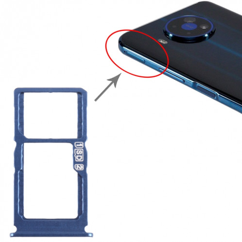 Pour Nokia 8.3 Plateau de carte SIM + SIM / Micro SD d'origine (bleu) SH013L1916-04