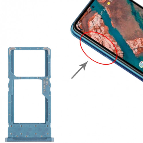 Pour Nokia X20 Plateau pour carte SIM + SIM / Micro SD d'origine (Bleu) SH015L500-04