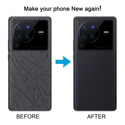 Pour Vivo X80 OEM Matériau en verre Couvercle arrière de la batterie (Noir) SH43BL1213-07
