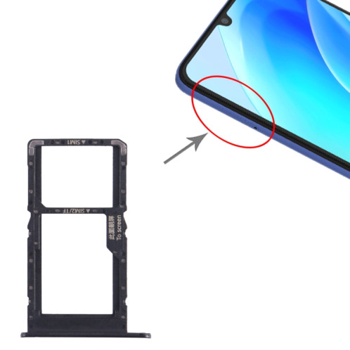 Pour Huawei nova Y70 Plus Plateau pour carte SIM + SIM / Micro SD (Noir) SH167B98-04
