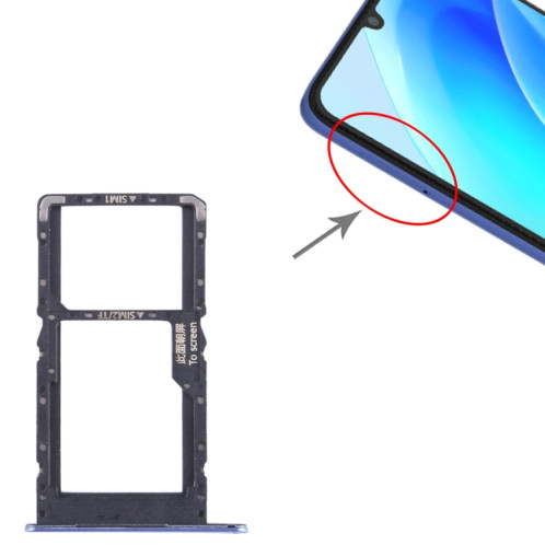 Pour Huawei nova Y70 Plateau pour carte SIM + SIM / Micro SD (Bleu) SH194L48-04