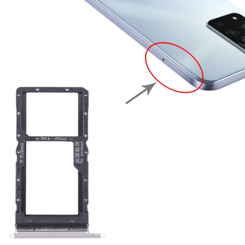 Pour Honor Play 20A SIM + SIM / Micro SD Card Tray (Argent) SH223S124-04
