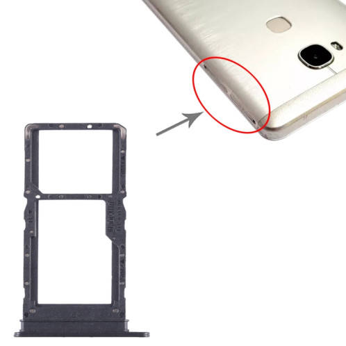 Pour Honor X5 Plateau pour carte SIM + SIM / Micro SD (Noir) SH275B580-04