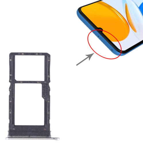 Pour Honor X7 Plateau pour carte SIM + SIM / Micro SD (Gris) SH279H262-04