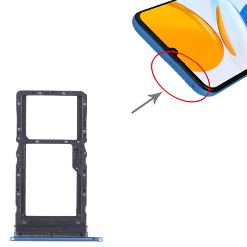 Pour Honor X7 Plateau pour carte SIM + SIM / Micro SD (Bleu) SH279L1319-04