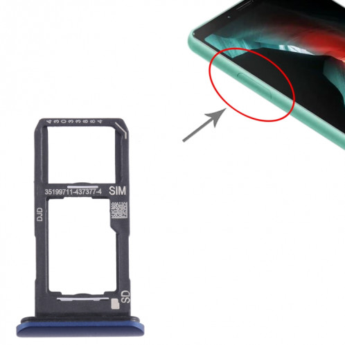 Pour Sony Xperia 10 II Plateau pour carte SIM + Micro SD (Bleu) SH317L1301-04