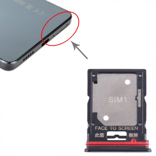 Pour Xiaomi Redmi Note 11T Pro Plateau de carte SIM + Plateau de carte SIM / Plateau de carte Micro SD (Noir) SH358B840-04
