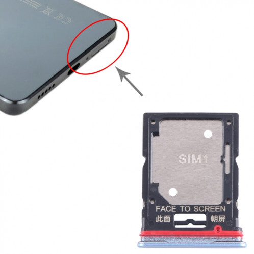 Pour Xiaomi Redmi K50i Plateau de carte SIM + Plateau de carte SIM / Plateau de carte Micro SD (Bleu) SH360L401-04