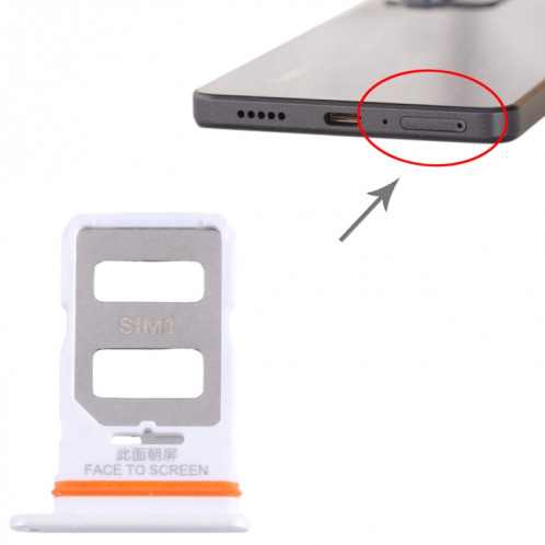 Pour Xiaomi Redmi Note 12 Pro 5G Plateau de carte SIM + Plateau de carte SIM (Blanc) SH364W1376-04