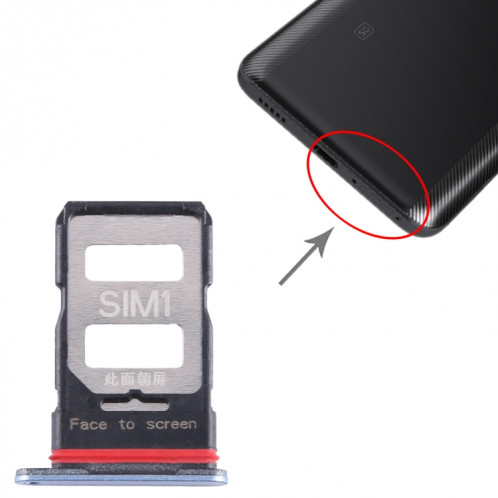 Pour Xiaomi Redmi K60 Plateau de carte SIM + Plateau de carte SIM (Bleu) SH369L1820-04