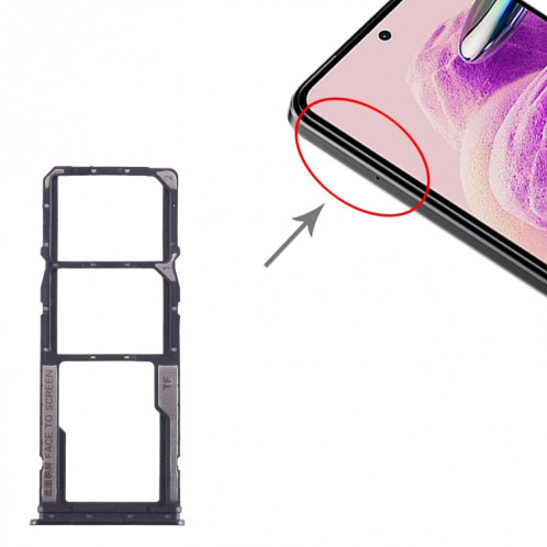 Pour Xiaomi Redmi Note 12s Plateau de carte SIM + Plateau de carte SIM + Plateau de carte Micro SD (Noir) SH376B1537-04