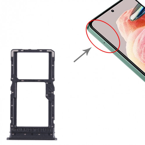 Pour Xiaomi Redmi Note 12R Plateau de carte SIM + Plateau de carte SIM / Plateau de carte Micro SD (Noir) SH385B72-04