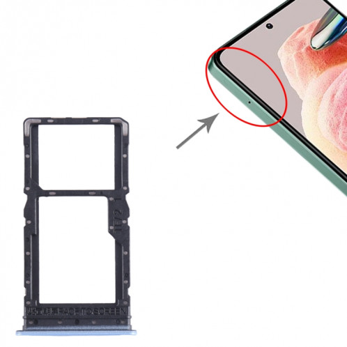 Pour Xiaomi Redmi Note 12R Plateau de carte SIM + Plateau de carte SIM / Plateau de carte Micro SD (Bleu) SH385L234-04