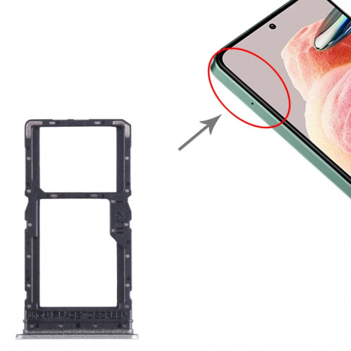 Pour Xiaomi Redmi Note 12R Plateau de carte SIM + Plateau de carte SIM / Plateau de carte Micro SD (Argent) SH385S1998-04