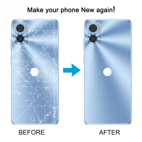 Pour Motorola Moto E22 Couvercle arrière de la batterie d'origine (bleu clair) SH6TTL155-07
