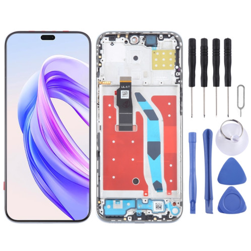 Pour Honor X50i + écran LCD d'origine numériseur assemblage complet avec cadre (argent) SH633S233-07
