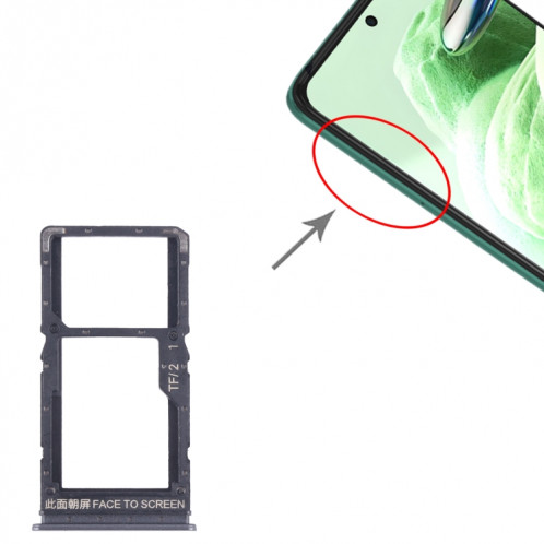 Pour Xiaomi Redmi Note 12 5G Plateau de carte SIM + Plateau de carte SIM / Micro SD (Noir) SH678B103-04