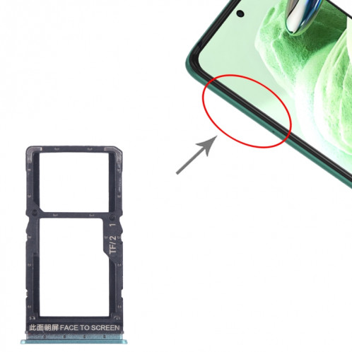 Pour Xiaomi Redmi Note 12 5G Plateau de carte SIM + Plateau de carte SIM / Micro SD (Vert) SH678G1517-04
