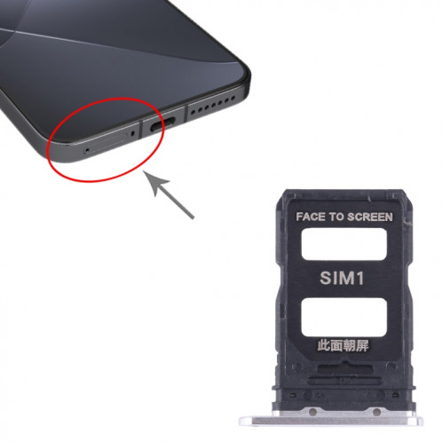 Pour Xiaomi 14 Plateau de carte SIM + Plateau de carte SIM (Argent) SH683S1328-04