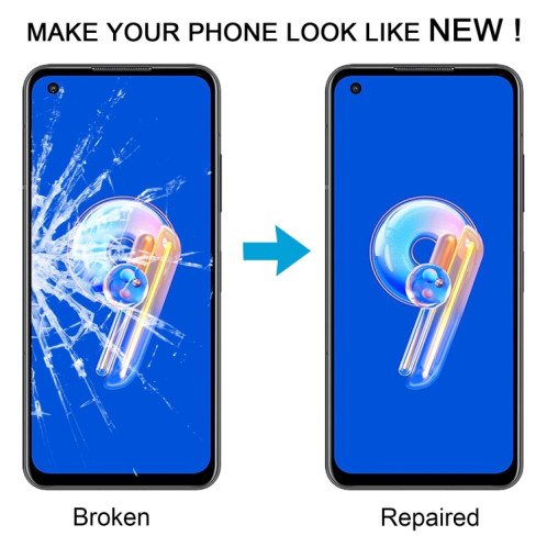 Lentille extérieure en verre pour écran avant ASUS ZenFone 9 ZS696KS, avec adhésif OCA optiquement transparent SH7753925-07