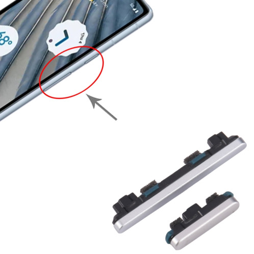 Pour Google Pixel 7A Bouton d'alimentation + Bouton de contrôle du volume (Argent) SH821S1521-04