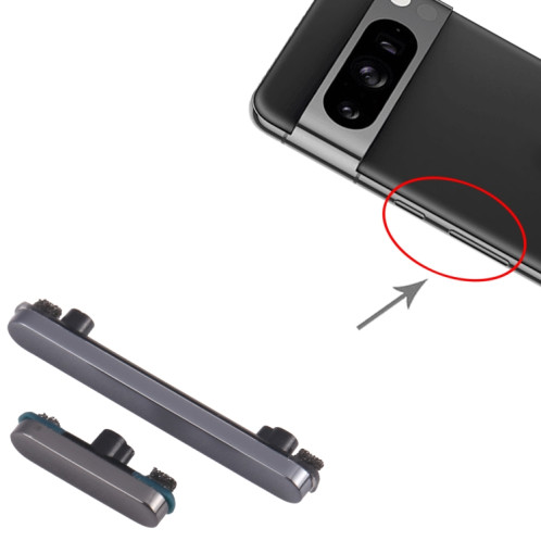 Pour Google Pixel 8 Pro Bouton d'alimentation + Bouton de contrôle du volume (Noir) SH822B654-04