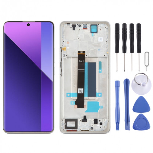 Pour Xiaomi Redmi Note 13 Pro + Matériau AMOLED d'origine Écran LCD Numériseur Assemblage complet avec cadre (Argent) SH848S1290-07