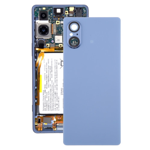 Pour Sony Xperia 5 V Couvercle arrière de la batterie avec couvercle d'objectif d'appareil photo (bleu) SH42LL256-07