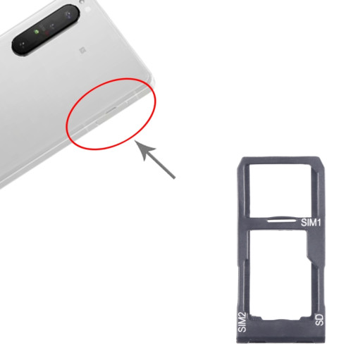 Pour Sony Xperia 1 II Plateau de carte SIM d'origine + Plateau de carte SIM / Micro SD (Noir) SH947B1819-04
