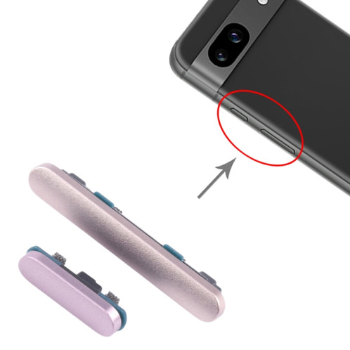 Pour Google Pixel 8A Bouton d'alimentation et bouton de contrôle du volume d'origine (rose) SH982F1686-04