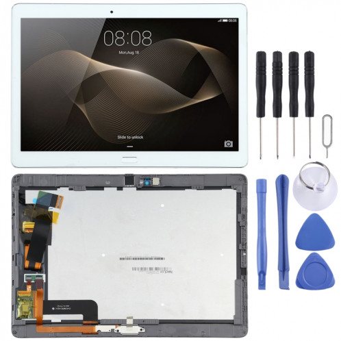 Écran LCD d'origine pour Huawei MediaPad M2 10.0 M2-A01W/M2-A01L numériseur assemblage complet avec cadre (blanc) SH72WL1930-06