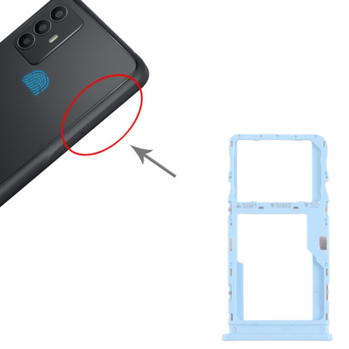 Pour TCL 305 plateau de carte SIM + SIM/Micro SD d'origine (bleu) SH236L1228-04