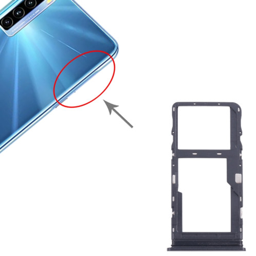 Pour TCL 20L / 20 Lite Plateau de carte SIM d'origine + Plateau de carte Micro SD (Noir) SH252B1832-04