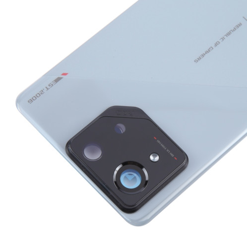 Pour Asus ROG Phone 8 AI2401 Couvercle arrière de batterie en verre d'origine avec couvercle d'objectif d'appareil photo (gris) SH64HL220-07
