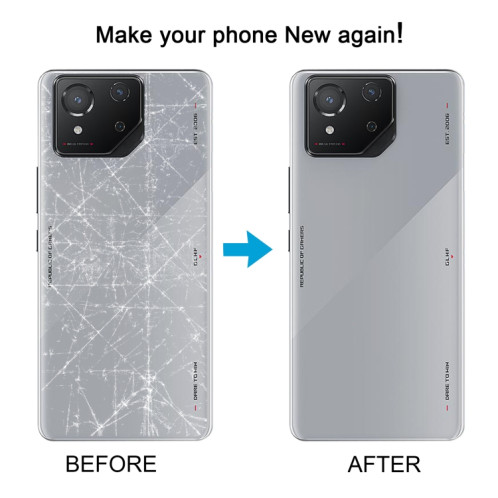 Pour Asus ROG Phone 8 AI2401 Couvercle arrière de batterie en verre d'origine avec couvercle d'objectif d'appareil photo (gris) SH64HL220-07