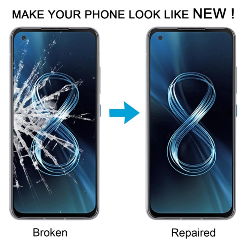 Pour Asus Zenfone 8 8Z ZS590KS I006D Écran avant Lentille extérieure en verre avec adhésif optiquement transparent OCA SH83061899-07
