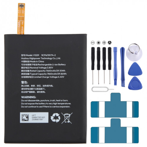 Batterie de remplacement 3,8 V 7660 mAh V1229 pour VERTU SH83431422-04